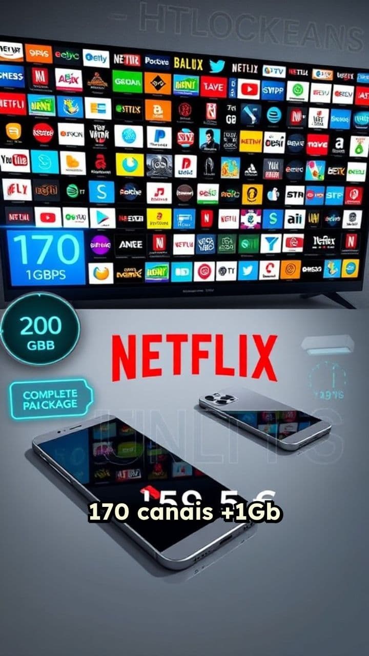 Pacote completo: 170 canais e Netflix