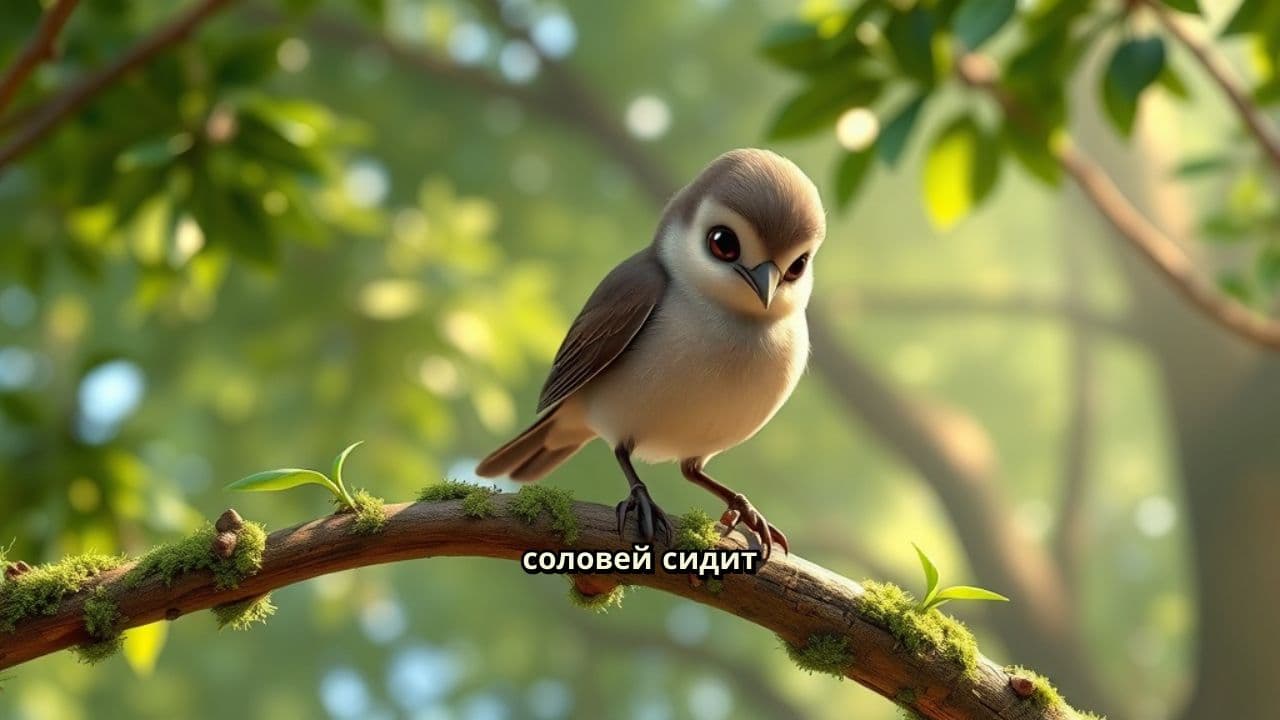 Соловей на ветке наблюдает за миром