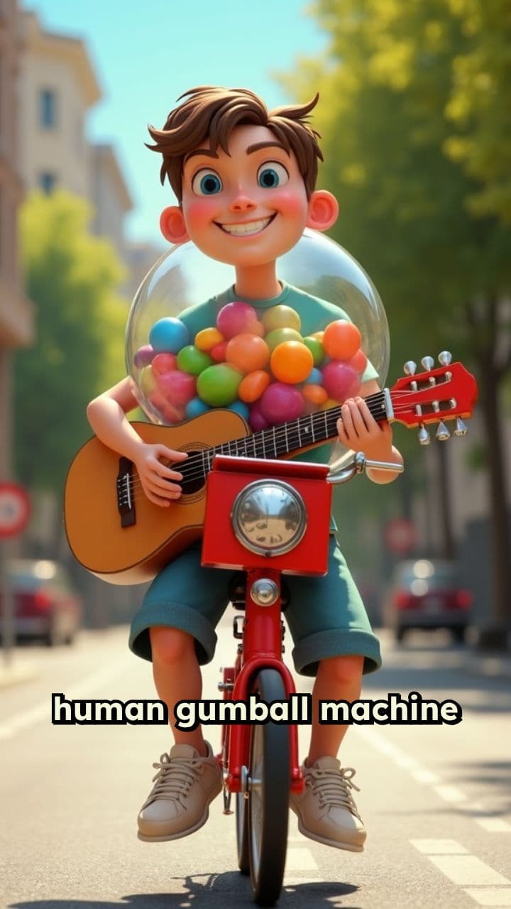 Guitarist on Bicycle Gumball Machine