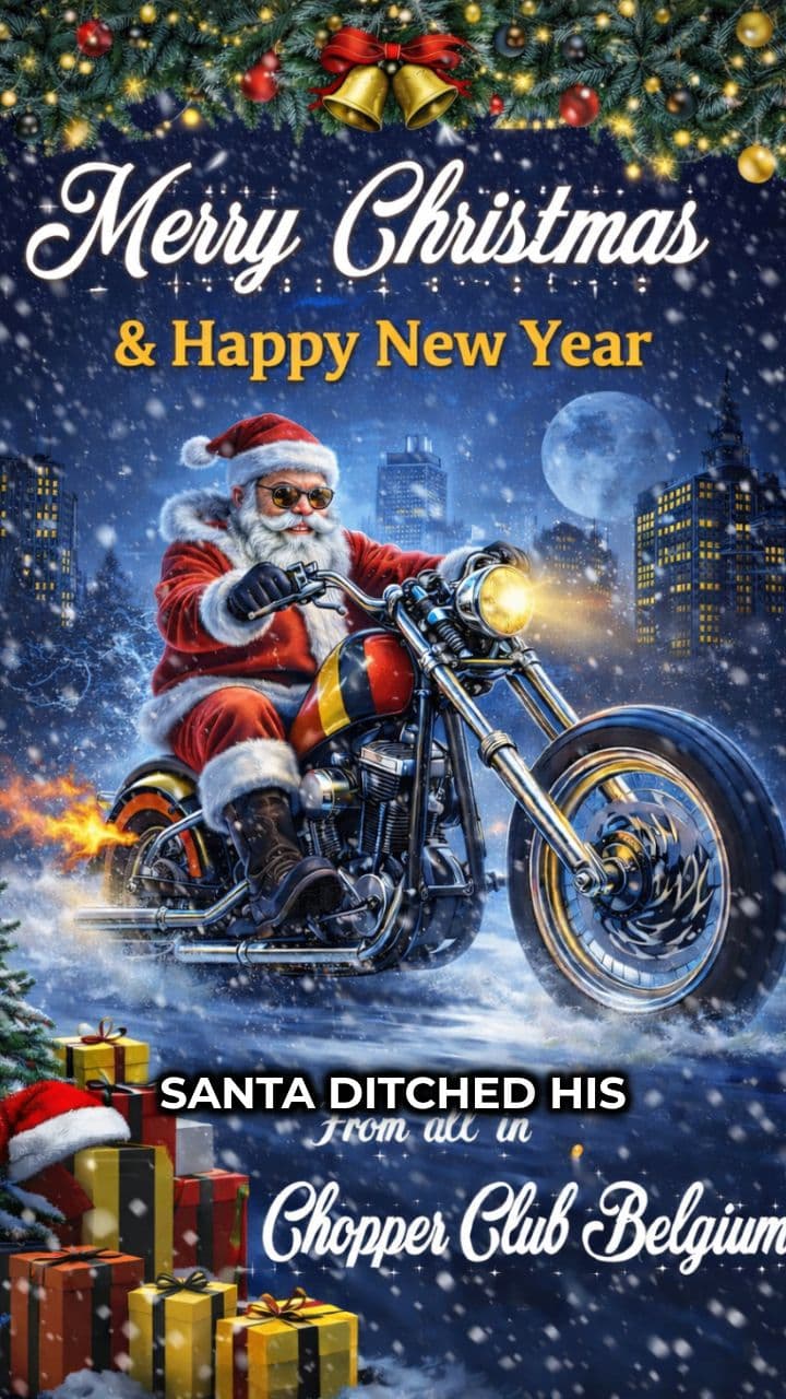 Santa Trades Sleigh for Chopper