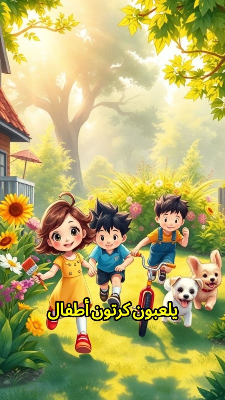 أطفال يلعبون في الحديقة