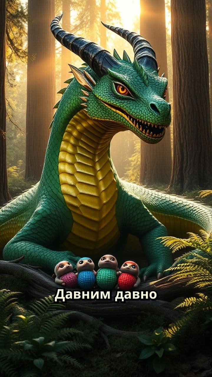 Дракон растит детей в лесу