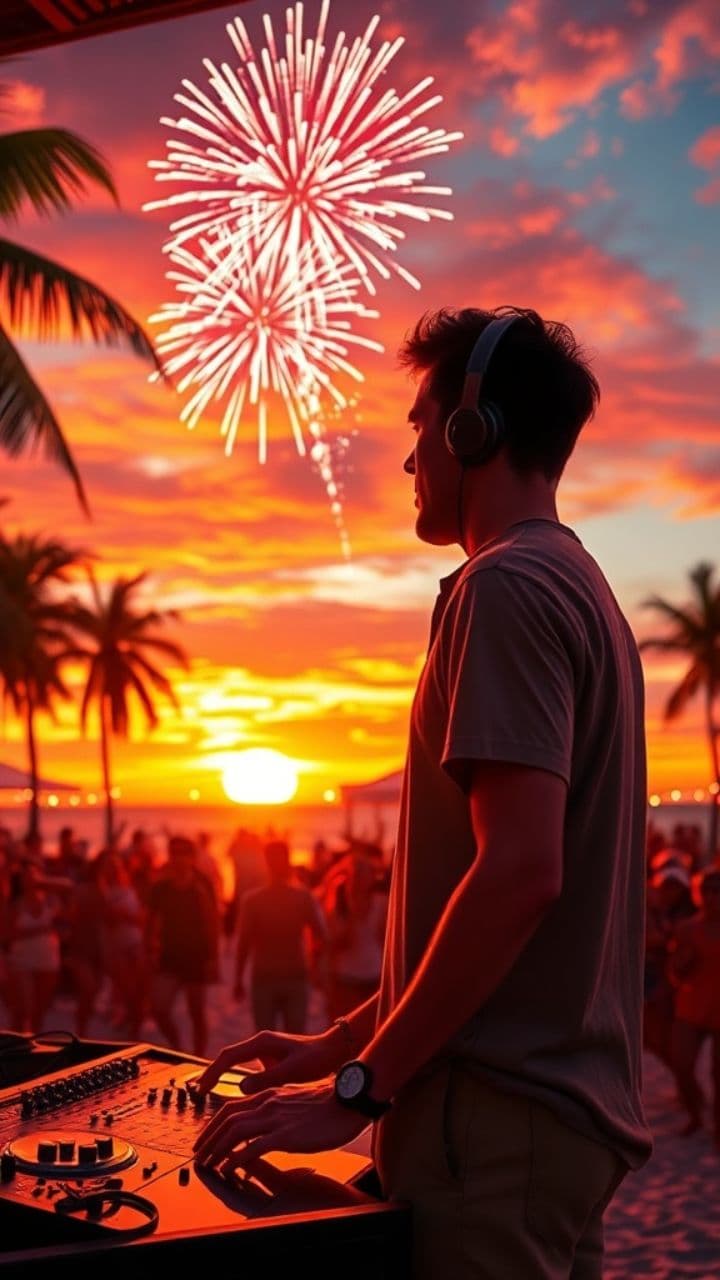 Festa na Praia ao Pôr do Sol