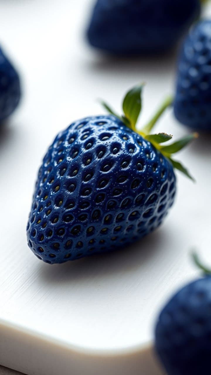 Hyper-Realistic Blue Strawberry ASMR