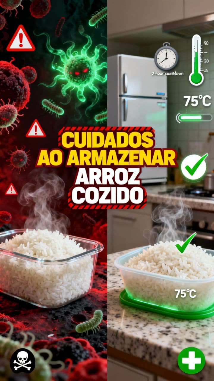 Cuidados ao armazenar arroz cozido