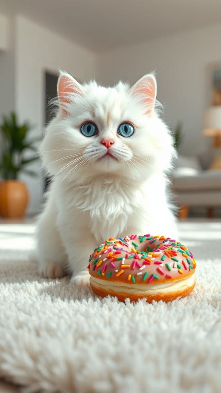 A Cute Cat's Donut Delight