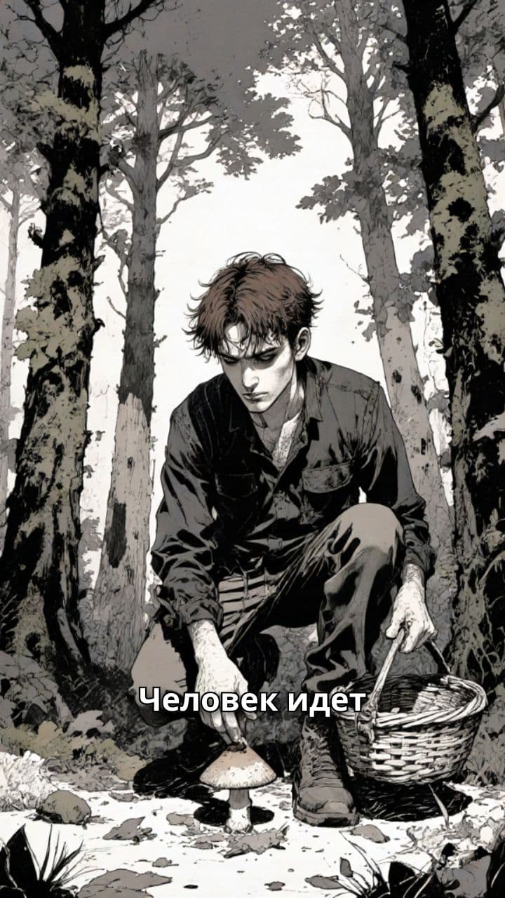 Робот в лесу атакует грибника