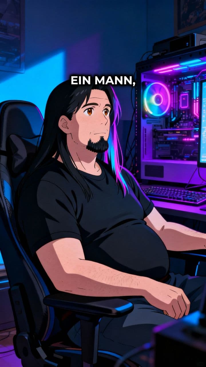 Erotischer Neujahrszwinker vor High-End-PC