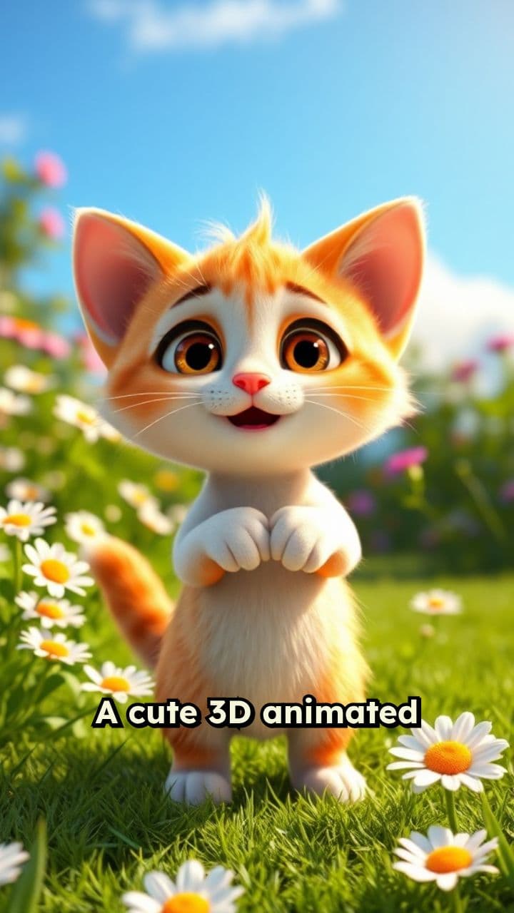 Joyful Dancing Kitten in Sunny Garden