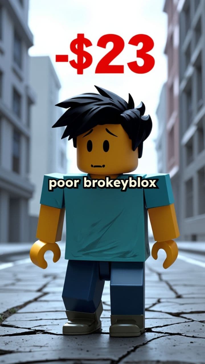 Sad Roblox Character with Debt