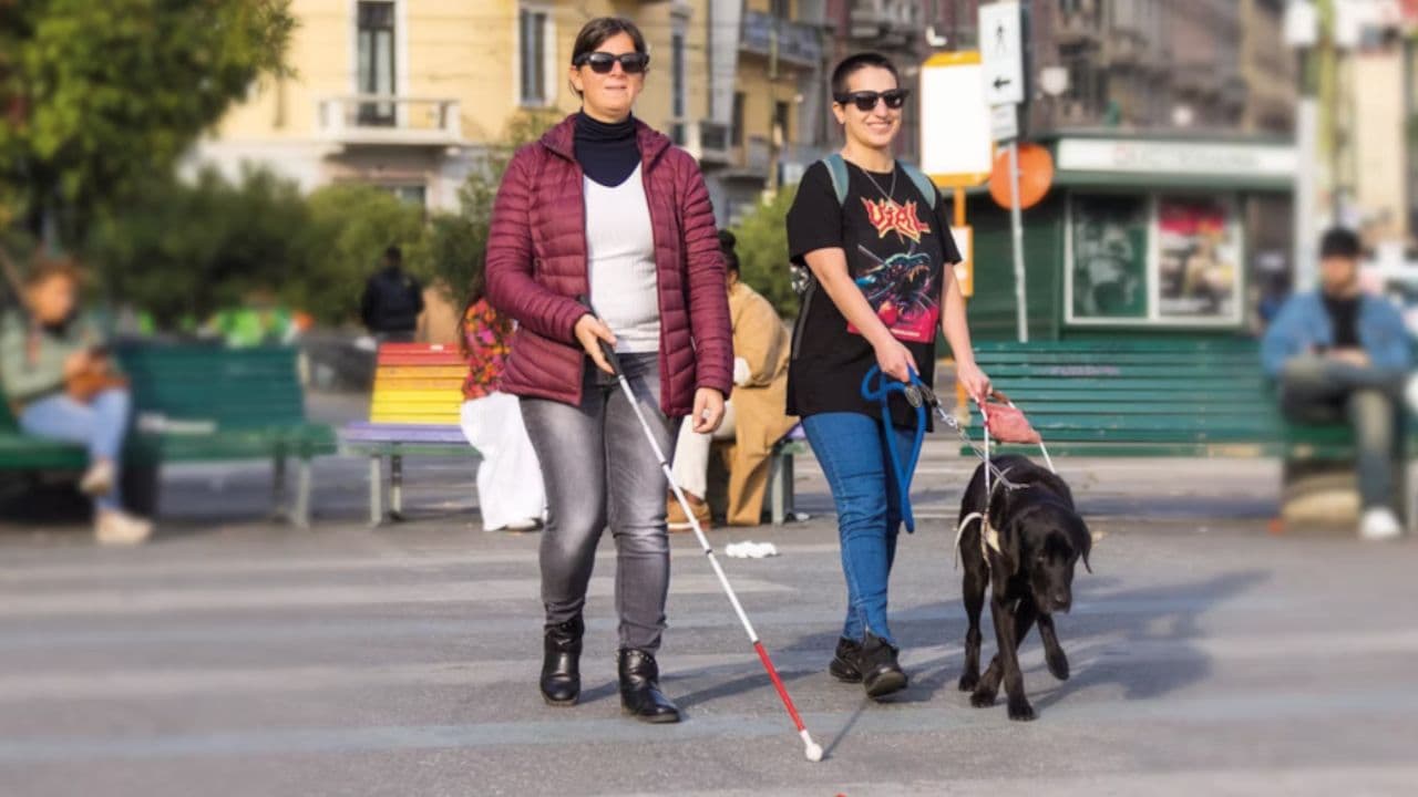 Visually Impaired People Walking Ahead