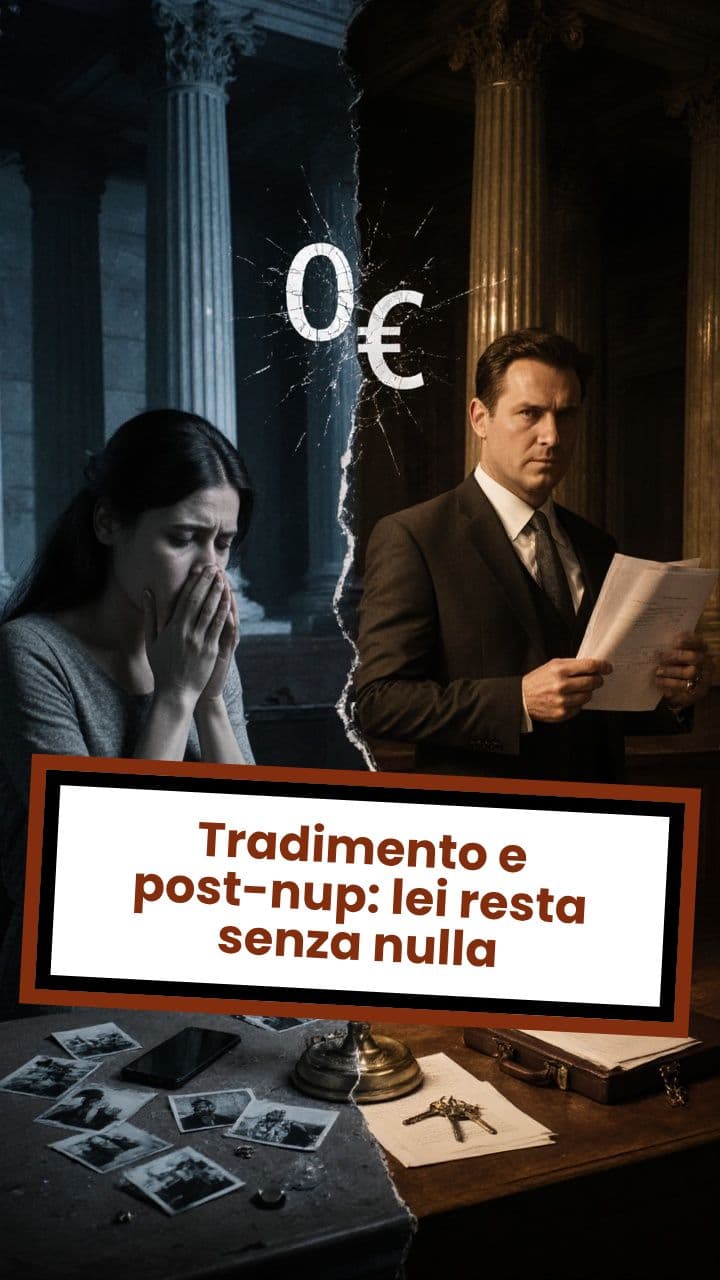 Tradimento e post-nup: lei resta senza nulla
