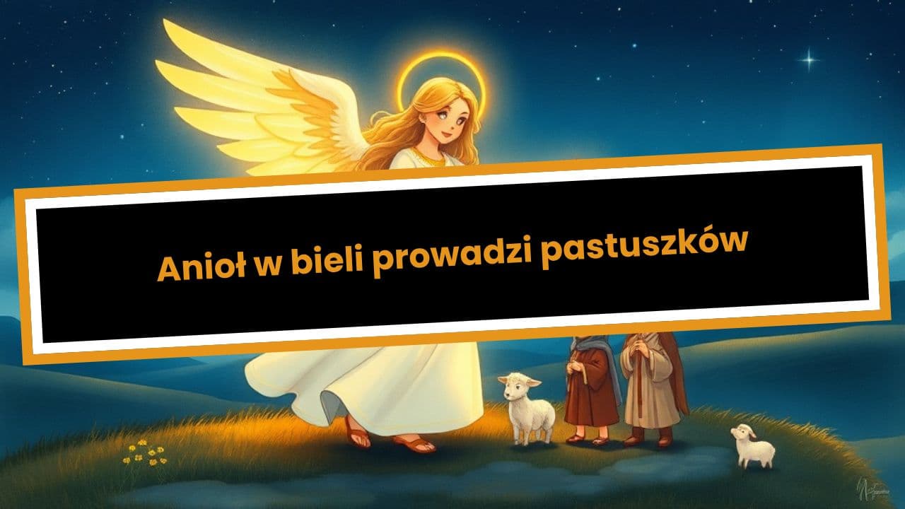 Anioł w bieli prowadzi pastuszków