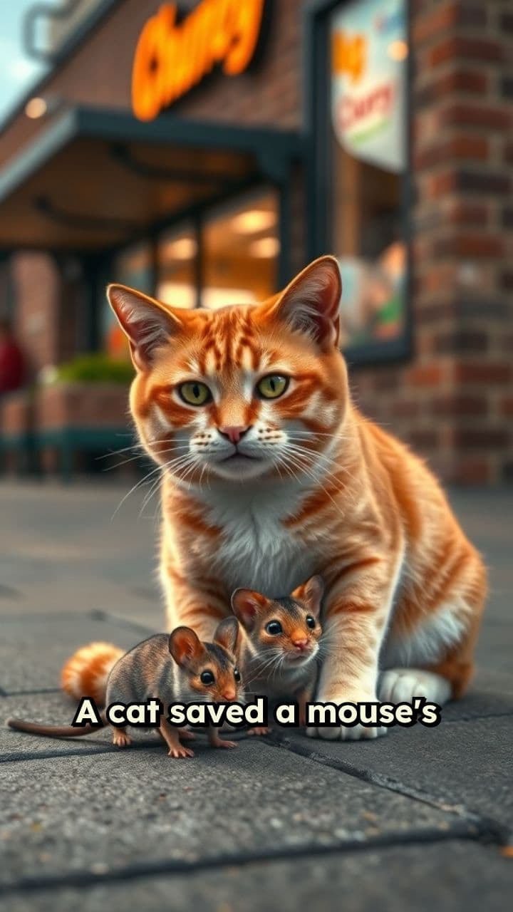 Cat Frees Mouse From Glue Trap