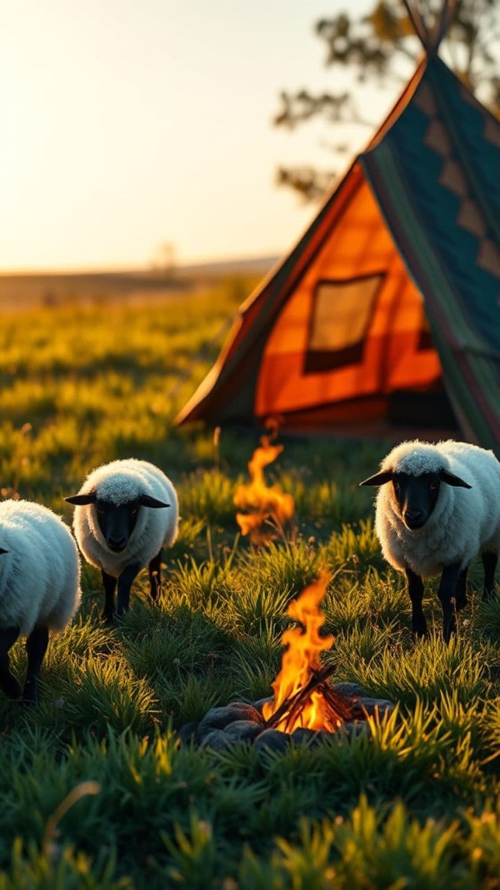 Ovejitas en el campamento