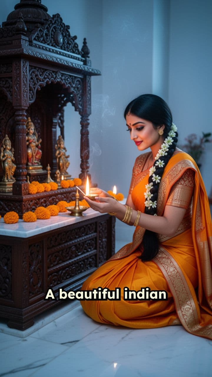 Morning Diya in Home Temple