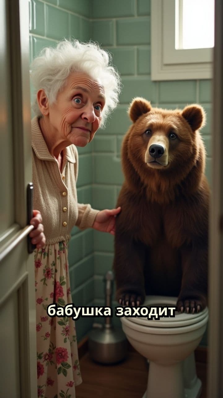 Медведь в туалете: неожиданный сюрприз!