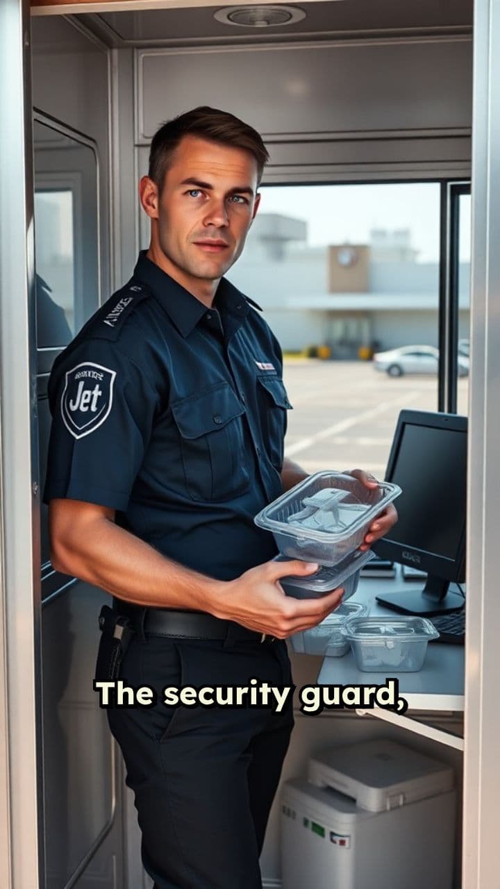 Alex Collects Food Containers at Guard Shack