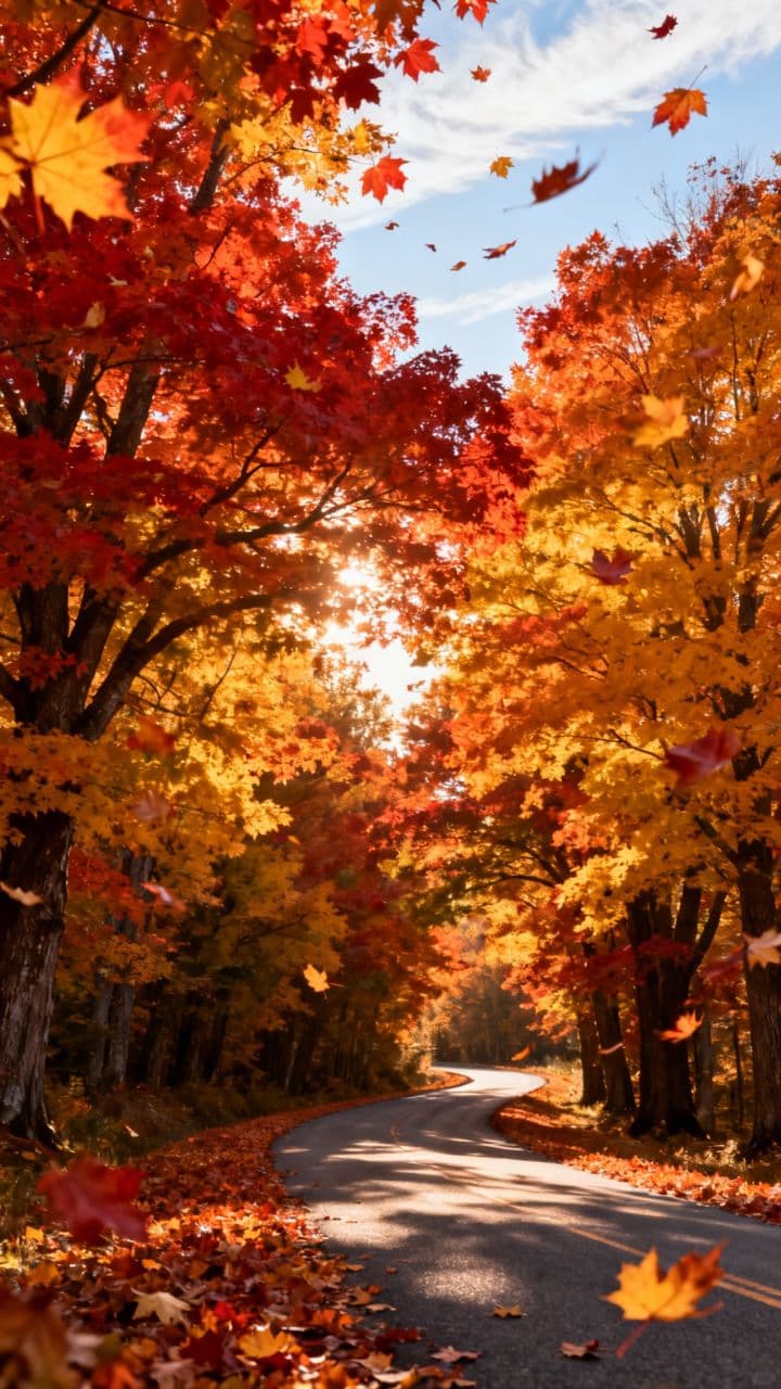 Autumn Maple Road Journey