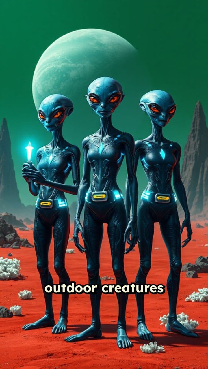 Outdoor Creatures Working on Their Planet in Space