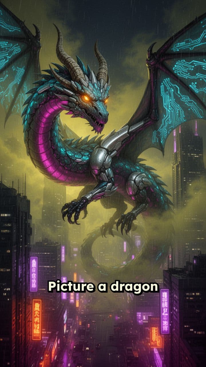 Neon Dragon of the Cyberpunk Night