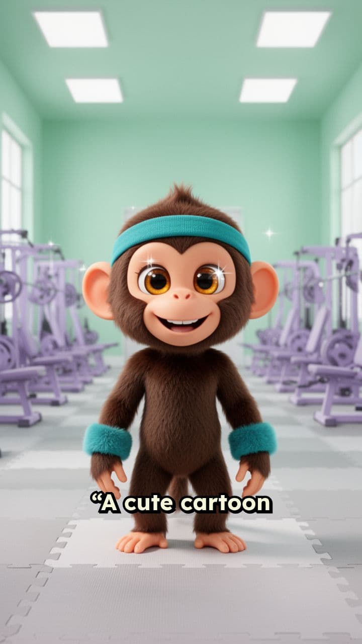 Cartoon Monkey Gym Workout