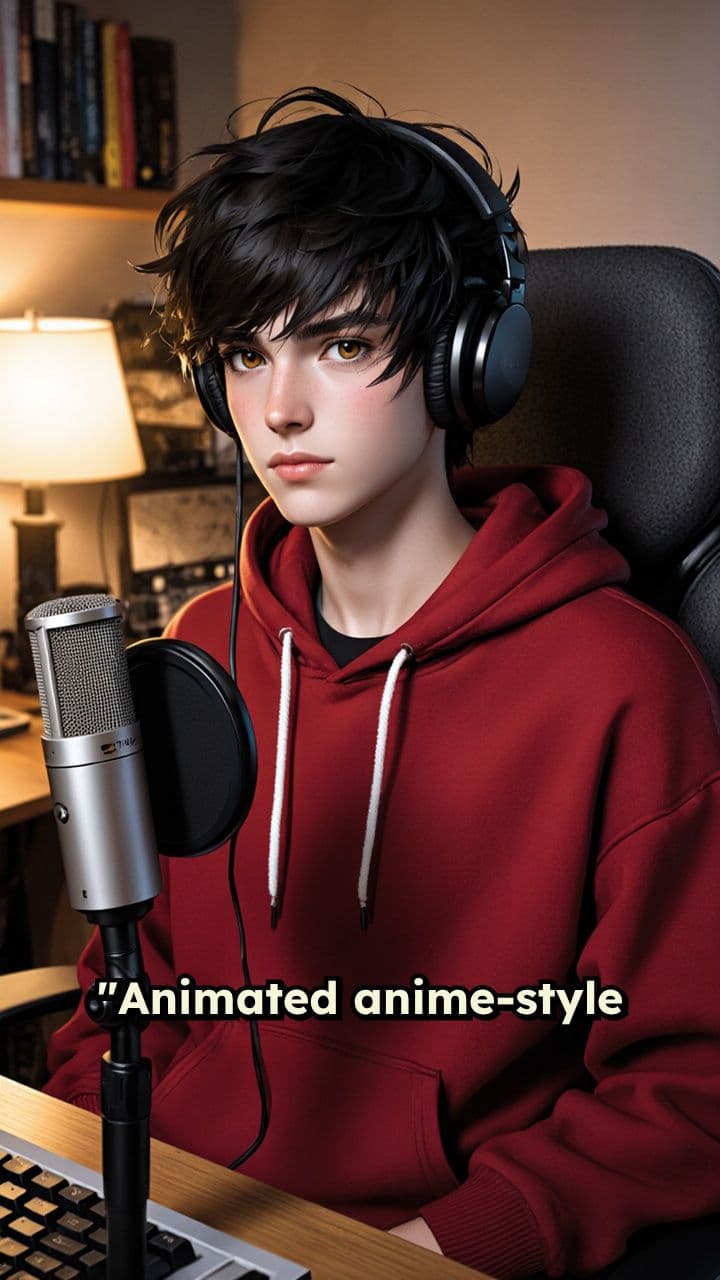 Anime Boy in Cozy Studio