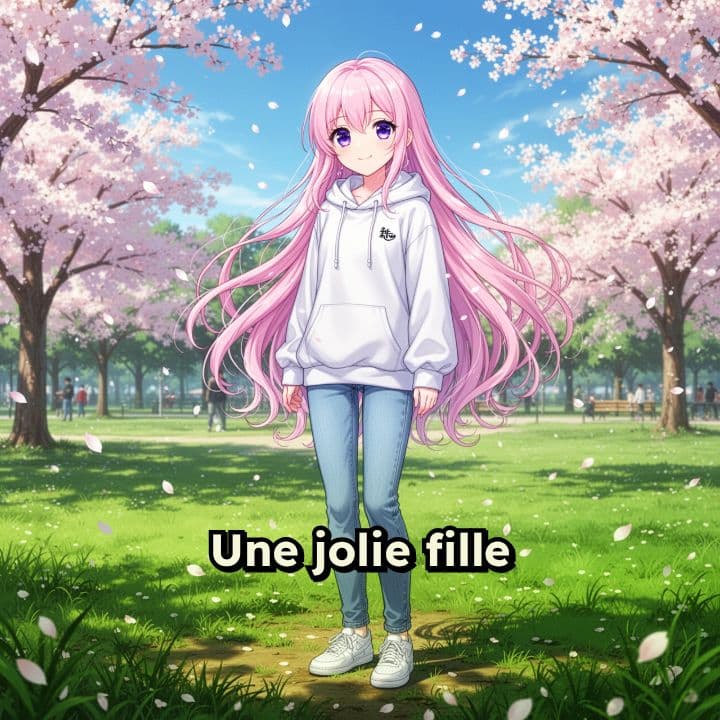 Cheerful Pink-Haired Anime Girl