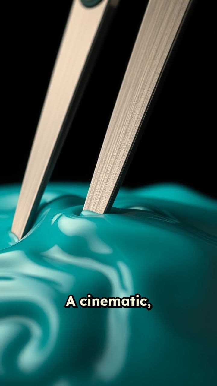 Scissors Slicing Iridescent Teal Slime