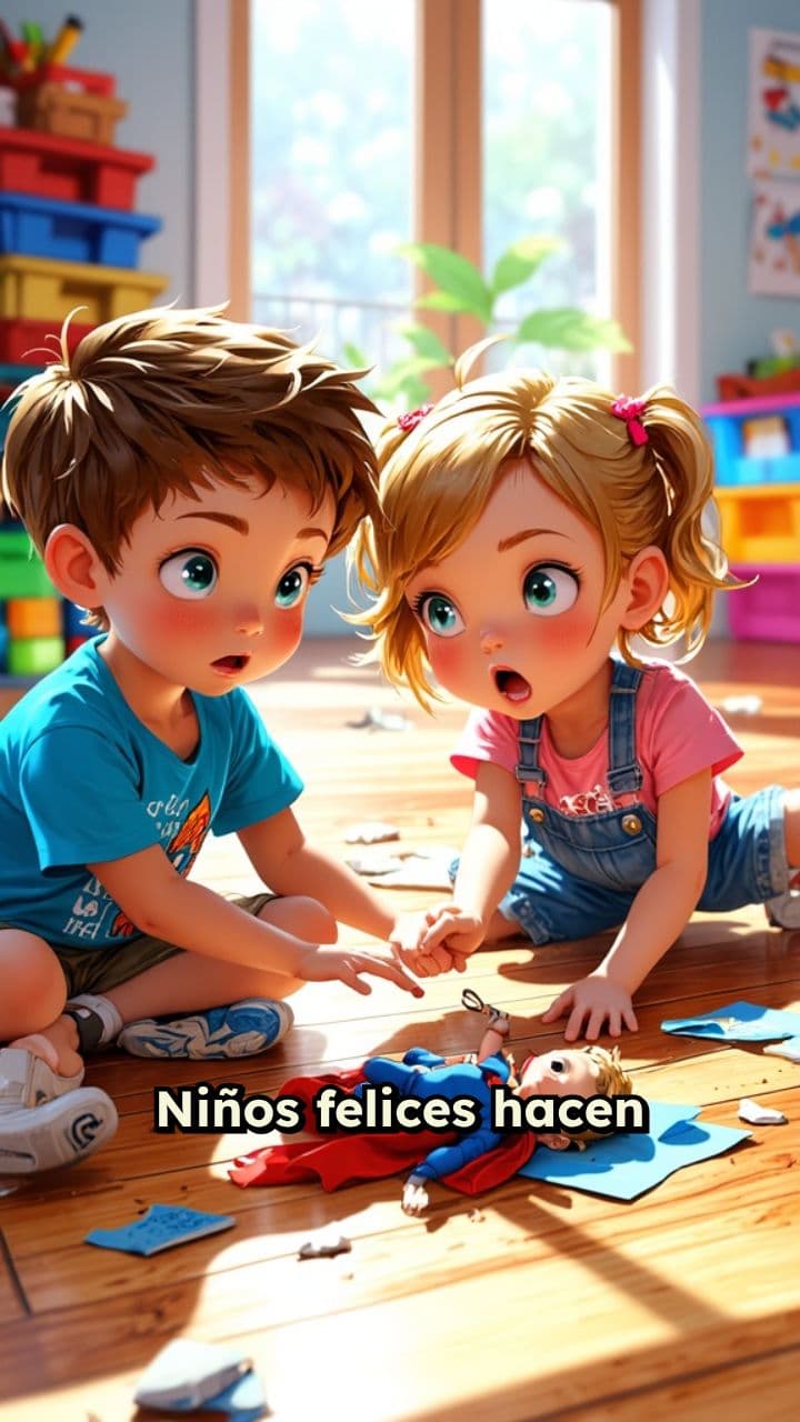 Niños emocionados con el muñeco de 10 cm