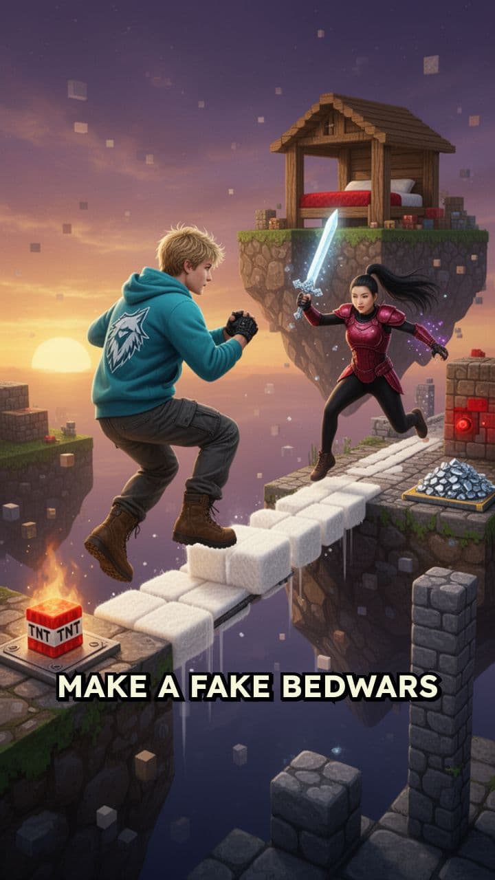 Fake Bedwars Parkour, PvP and Traps