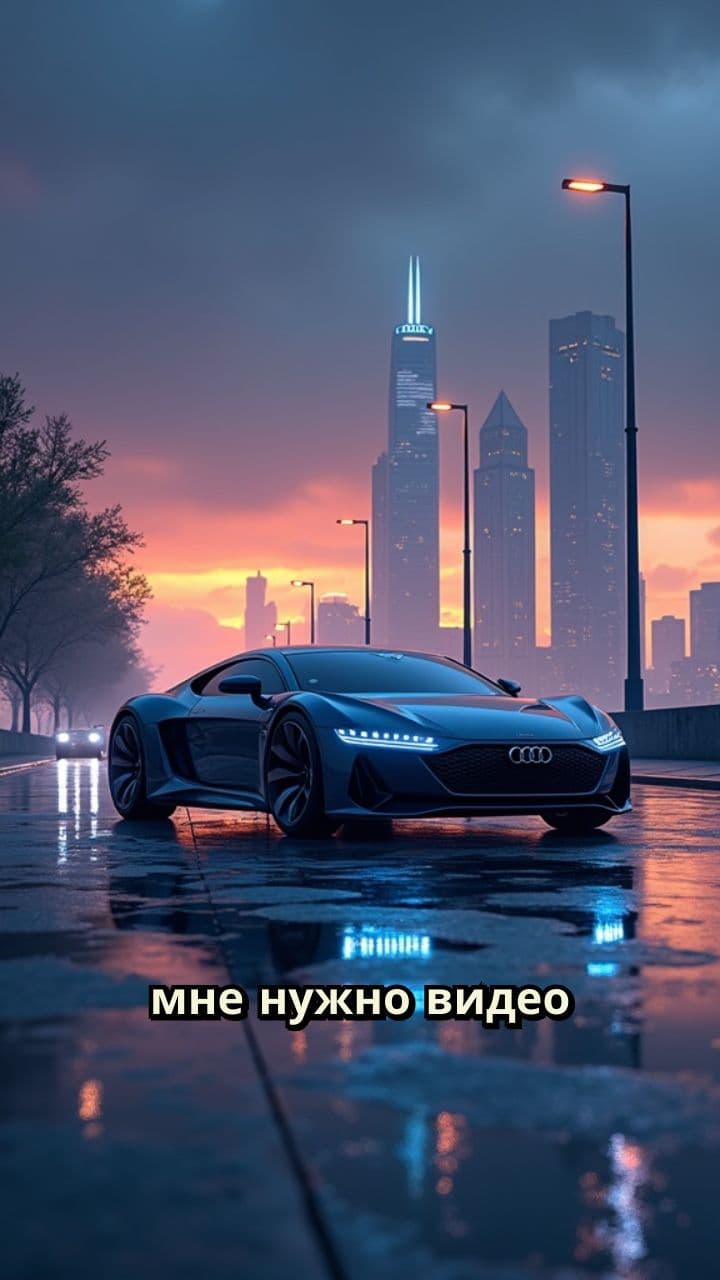 Синяя ауди с человечками в полете