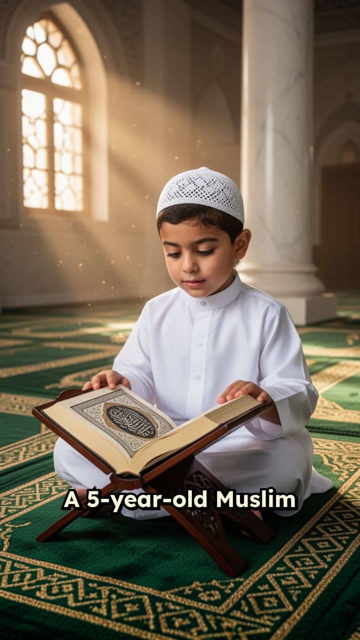 Young Boy Reciting Quran in Mosque