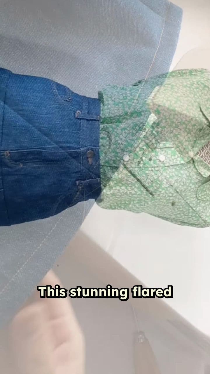 Stunning Upcycled Denim Skirt Creation