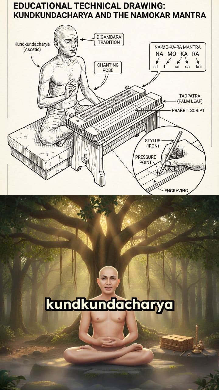 Kundkundacharya Recites Namokar Mantra