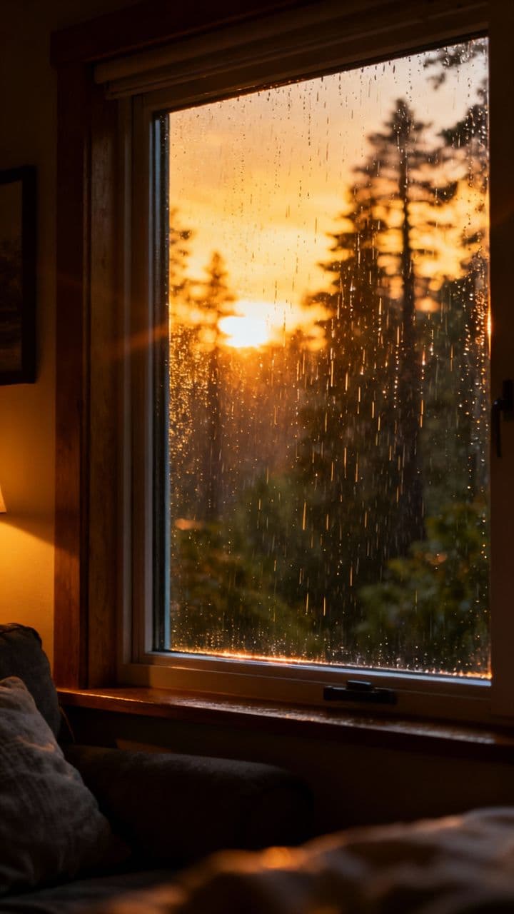 Serene Sunset in a Cozy Bedroom