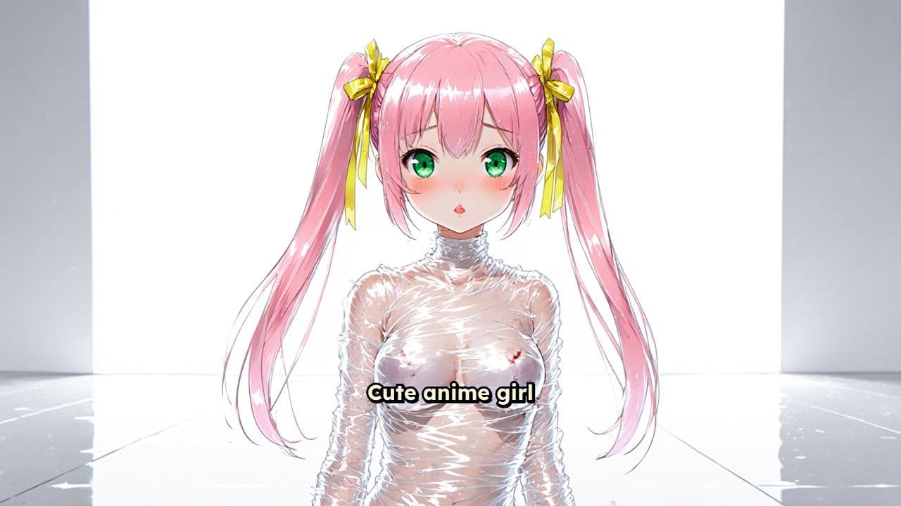 Sweaty Anime Girl in Saran Wrap