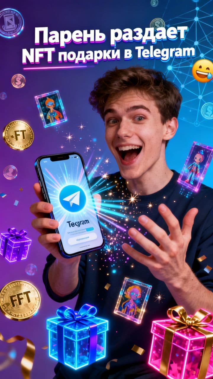 Парень раздает NFT подарки в Telegram