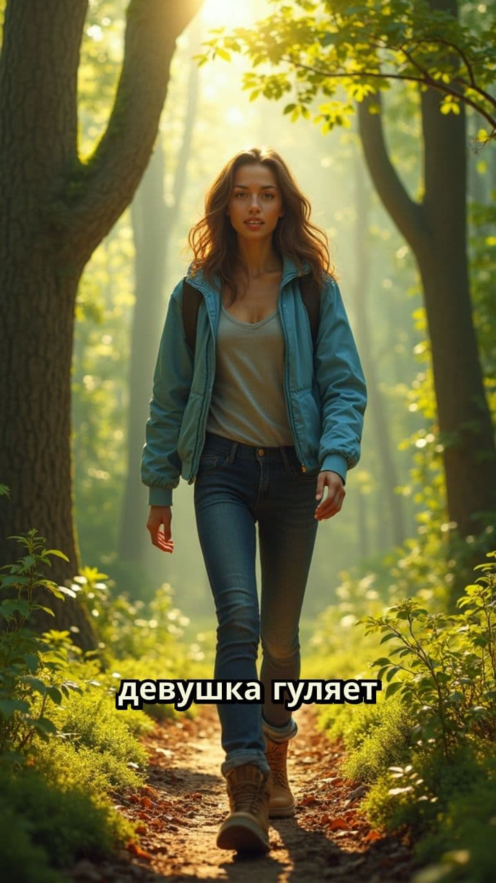Гуляющая девушка у озера