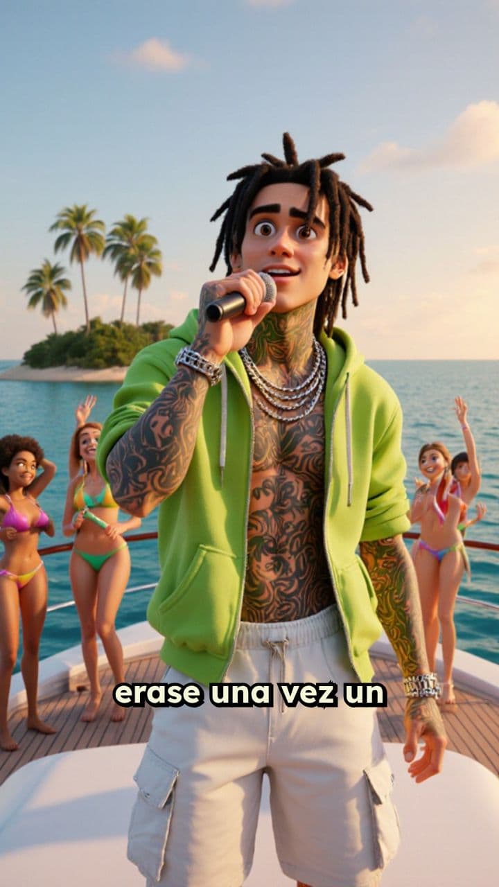 Rapero en yate con modelos