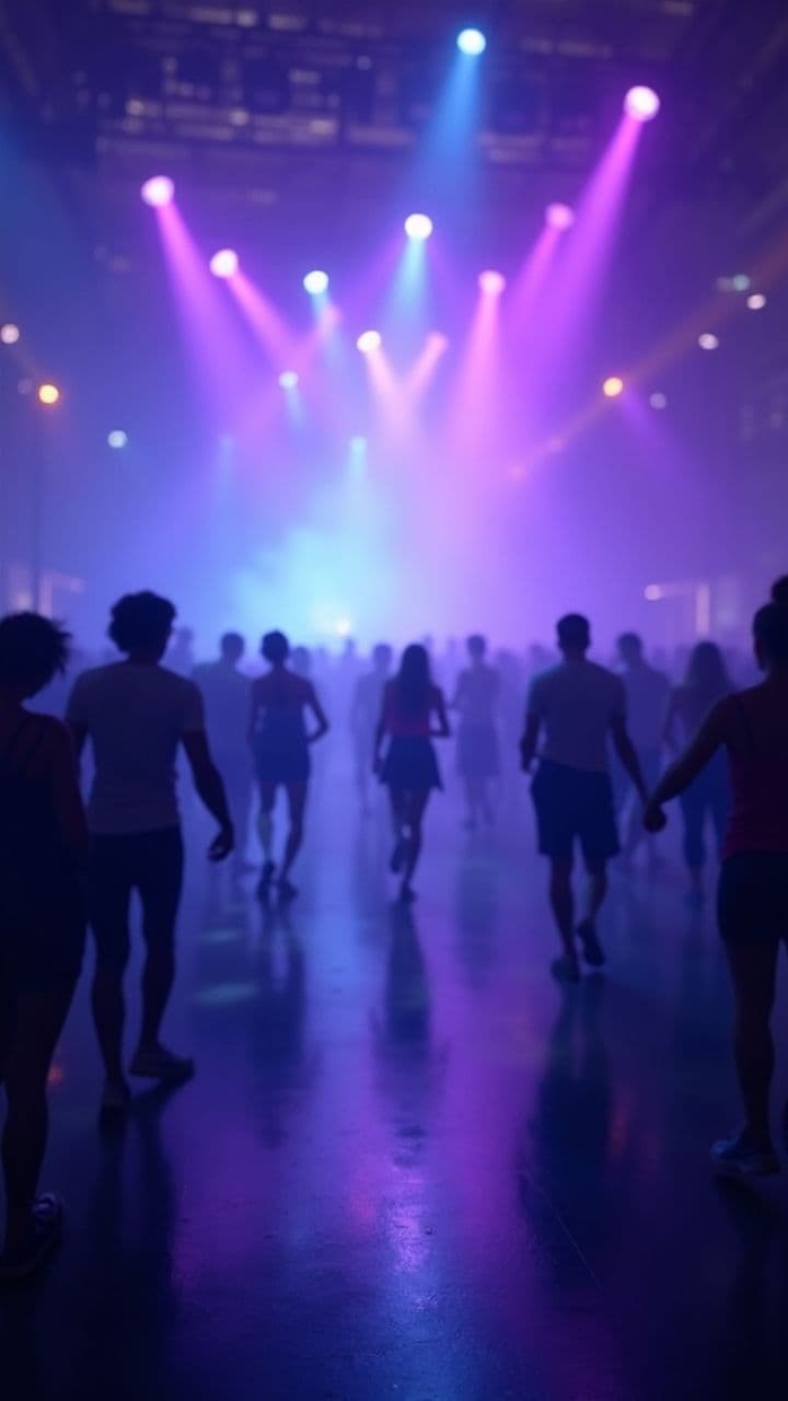 Neon Cube in Dark Club