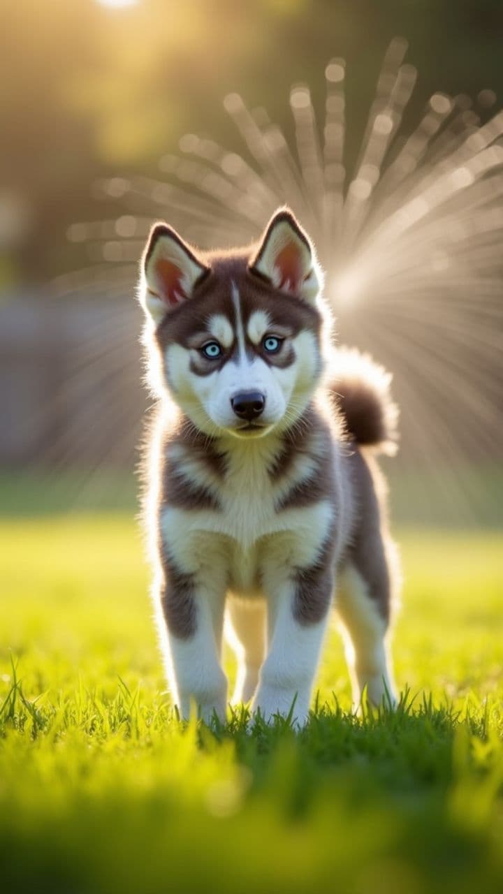 Husky's Sprinkler Joy