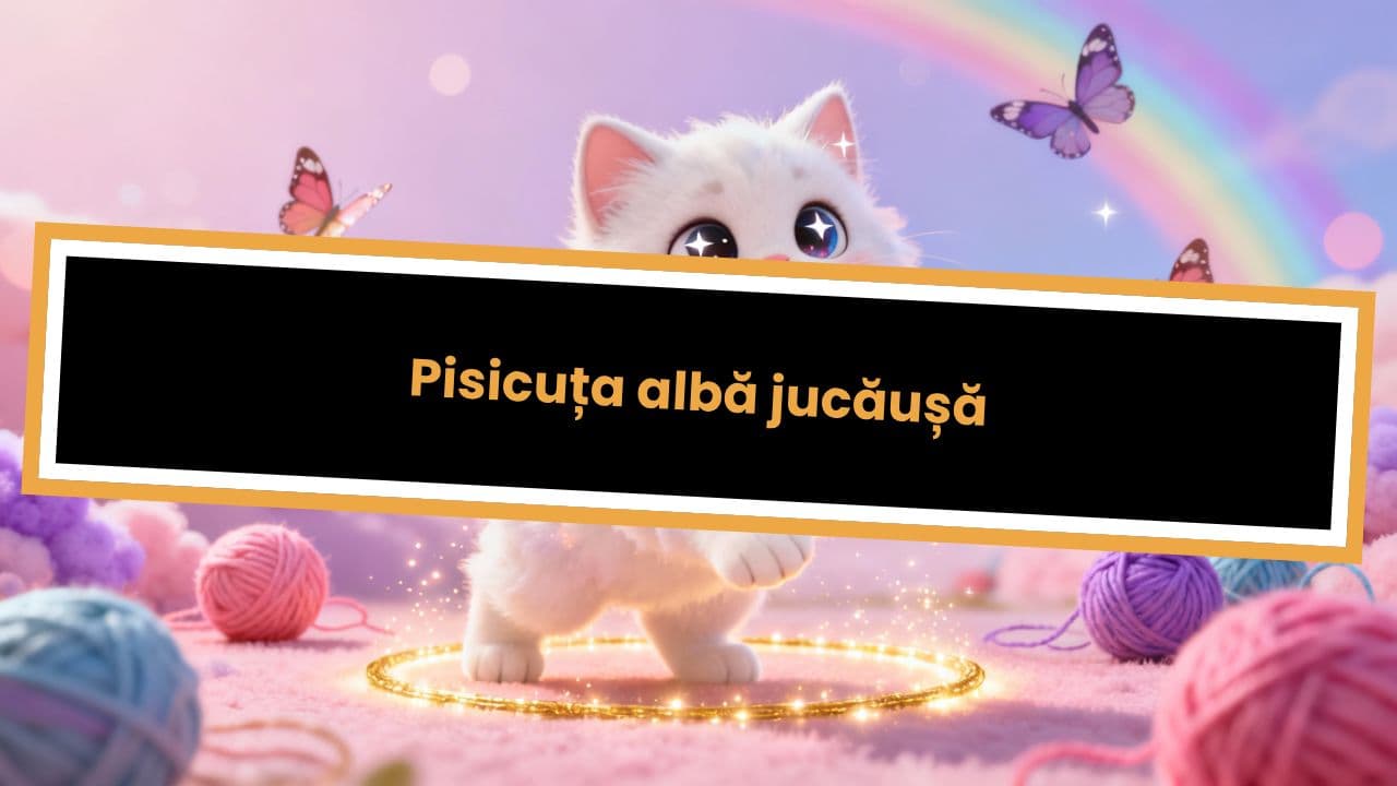 Pisicuța albă jucăușă