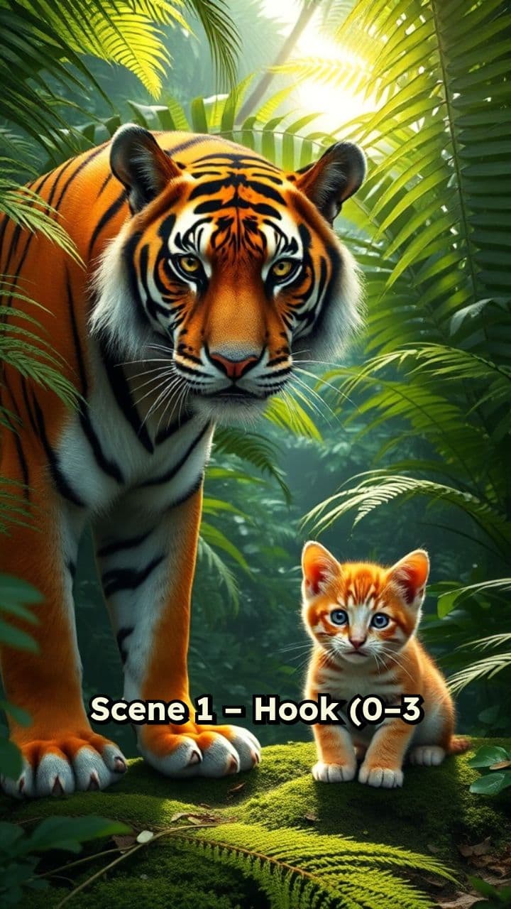 Tiger Protects Tiny Cat