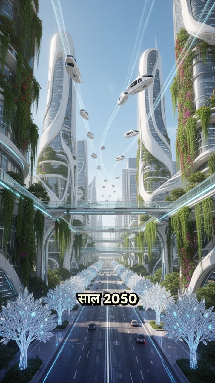 2050 का भविष्य शहर में आगंतुक