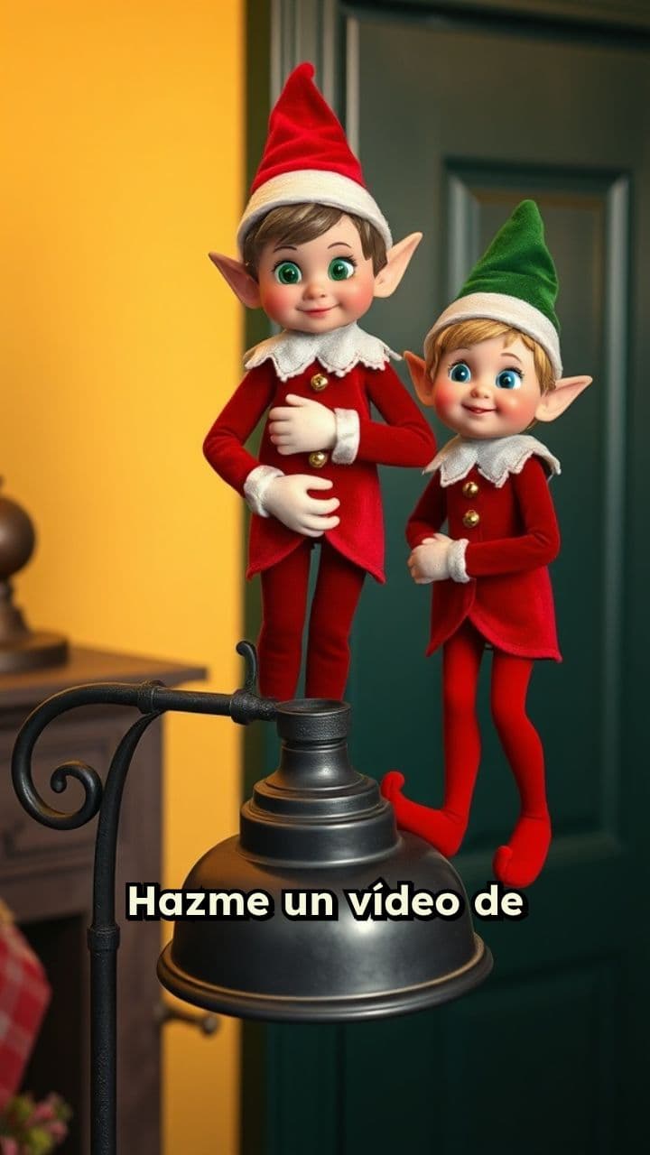 Elfos navideños saltando felices