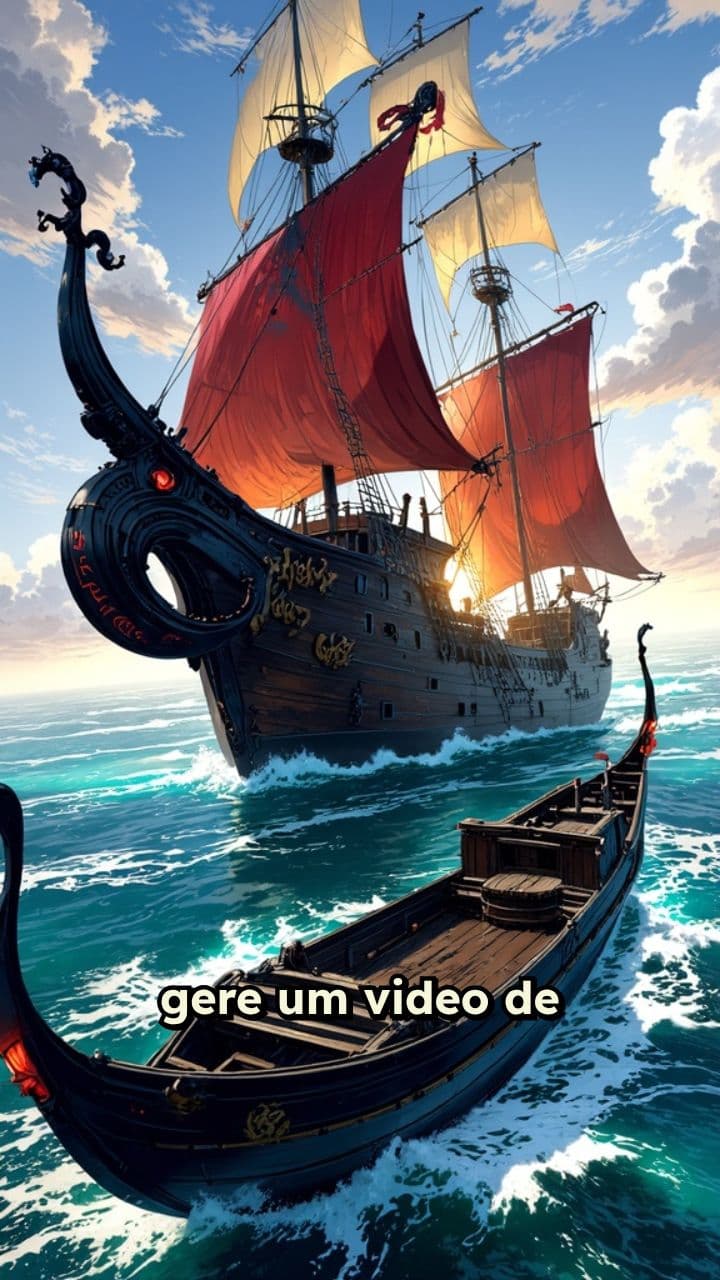 Black Ship Approaches Merchant Vessel