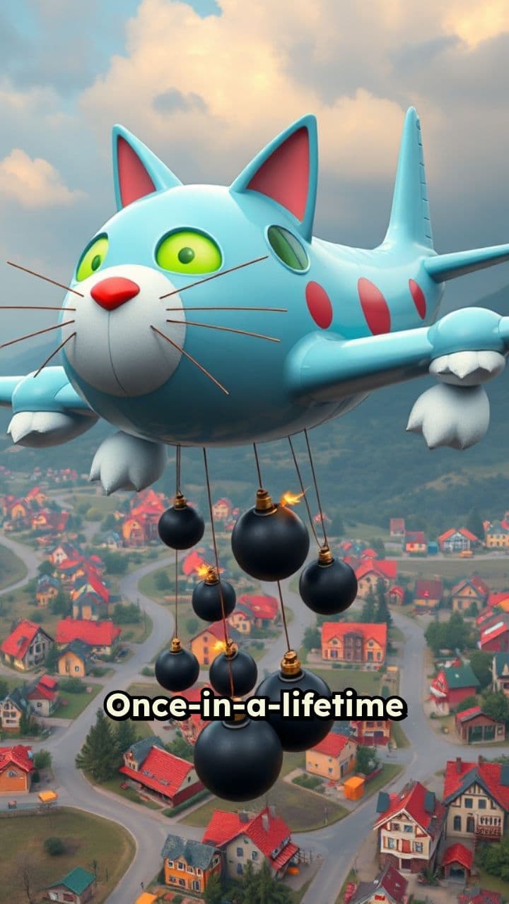 Cat Plane's Unusual Flight Over Town