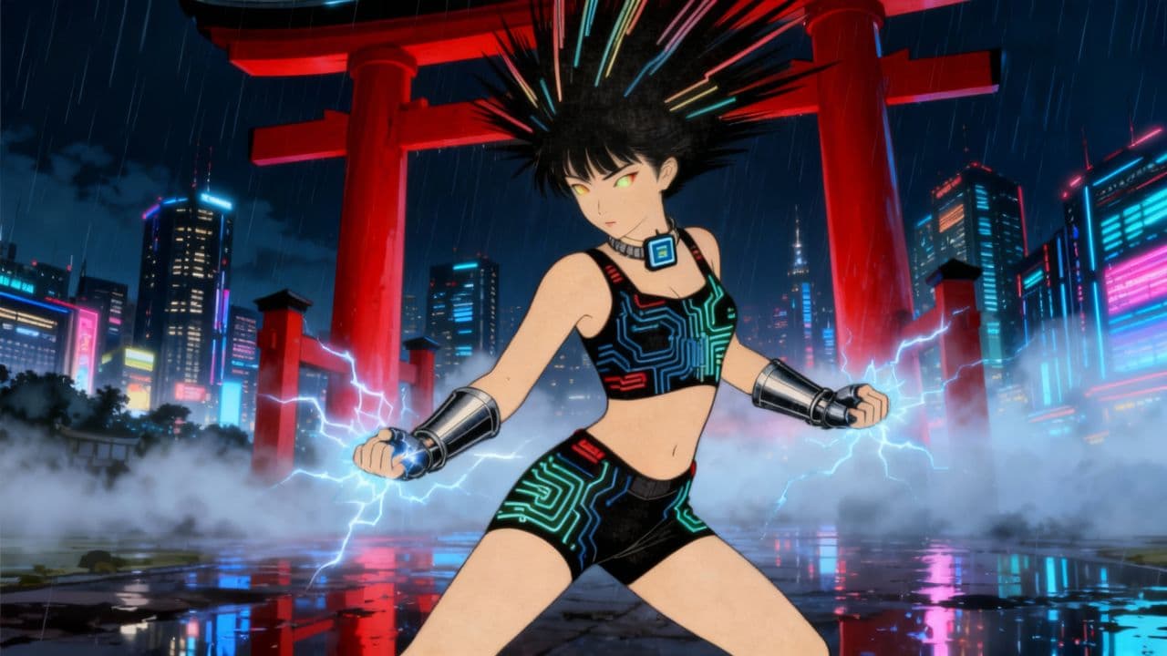 Neon Storms Over Fuji