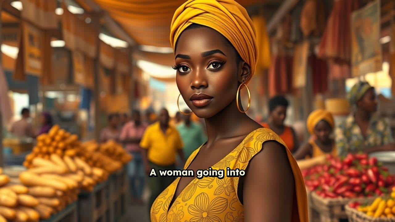 A Woman Entering a Nigerian Local Market